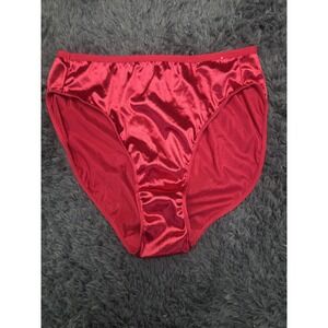 Vintage Delicates Nylon Bikini Hi Cut Panties Size 7 Shiny Wet Look Red